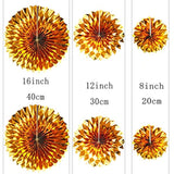 Red And Gold Hanging Paper Fans - Wedding Anniversary Bachelorette Birthday Graduation Party Christmas New Years Event Party Ceiling Hangings Photo Booth Backdrops Decorations, 12Pc