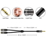 Headphone Splitter 3.5 Mm Audio Stereo Y Splitter Cable, 1/8 Inch Trs Male To Dual 1/8 Inch Trs Female Headphone Jack Adapter Aux Extension Cable For Phone/Ps4/Switch/Tablet, 0.65 Ft