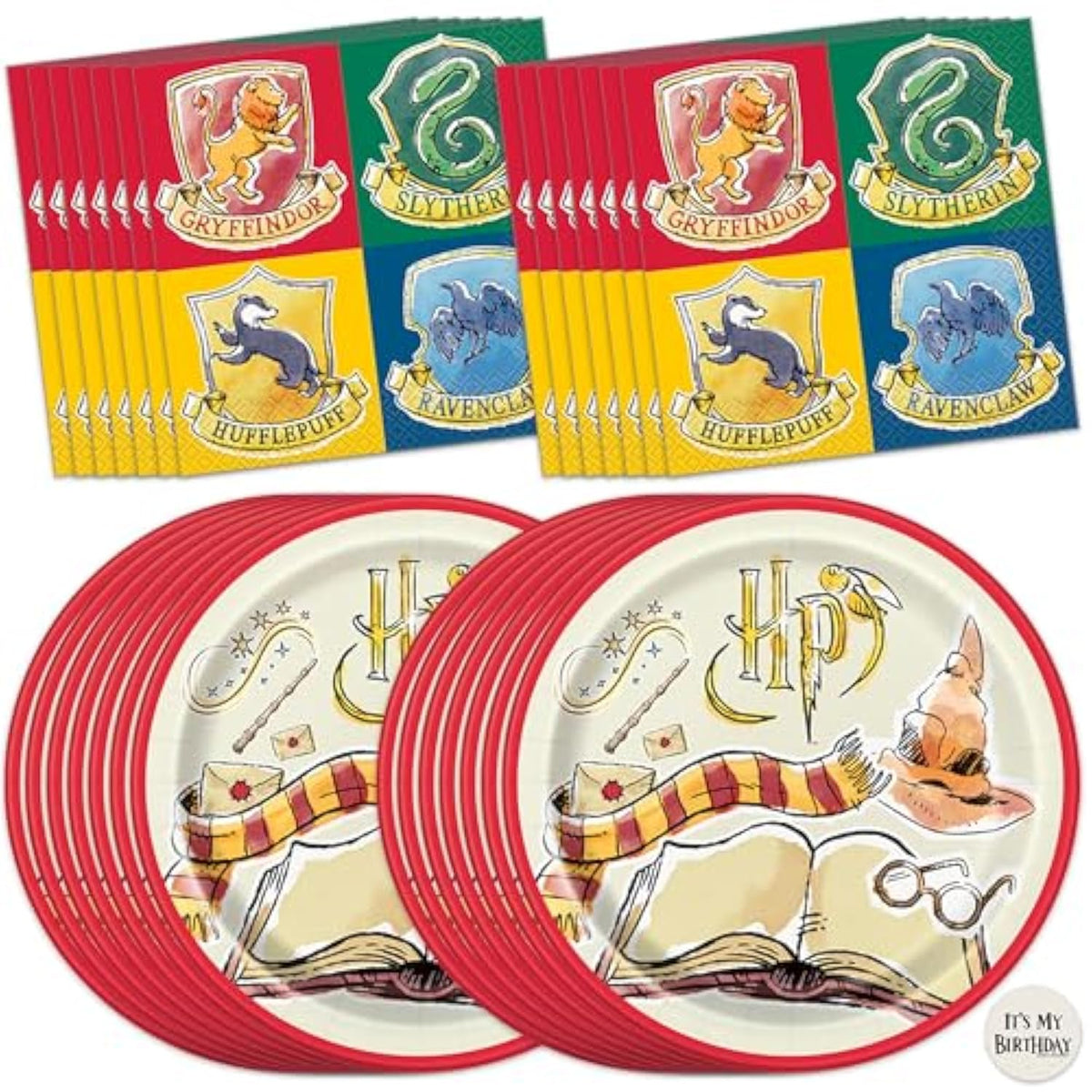 Harry Potter Birthday Decorations | Harry Potter Plates and Napkins Party Decorations | Serves 16 Guests | Officially Licensed