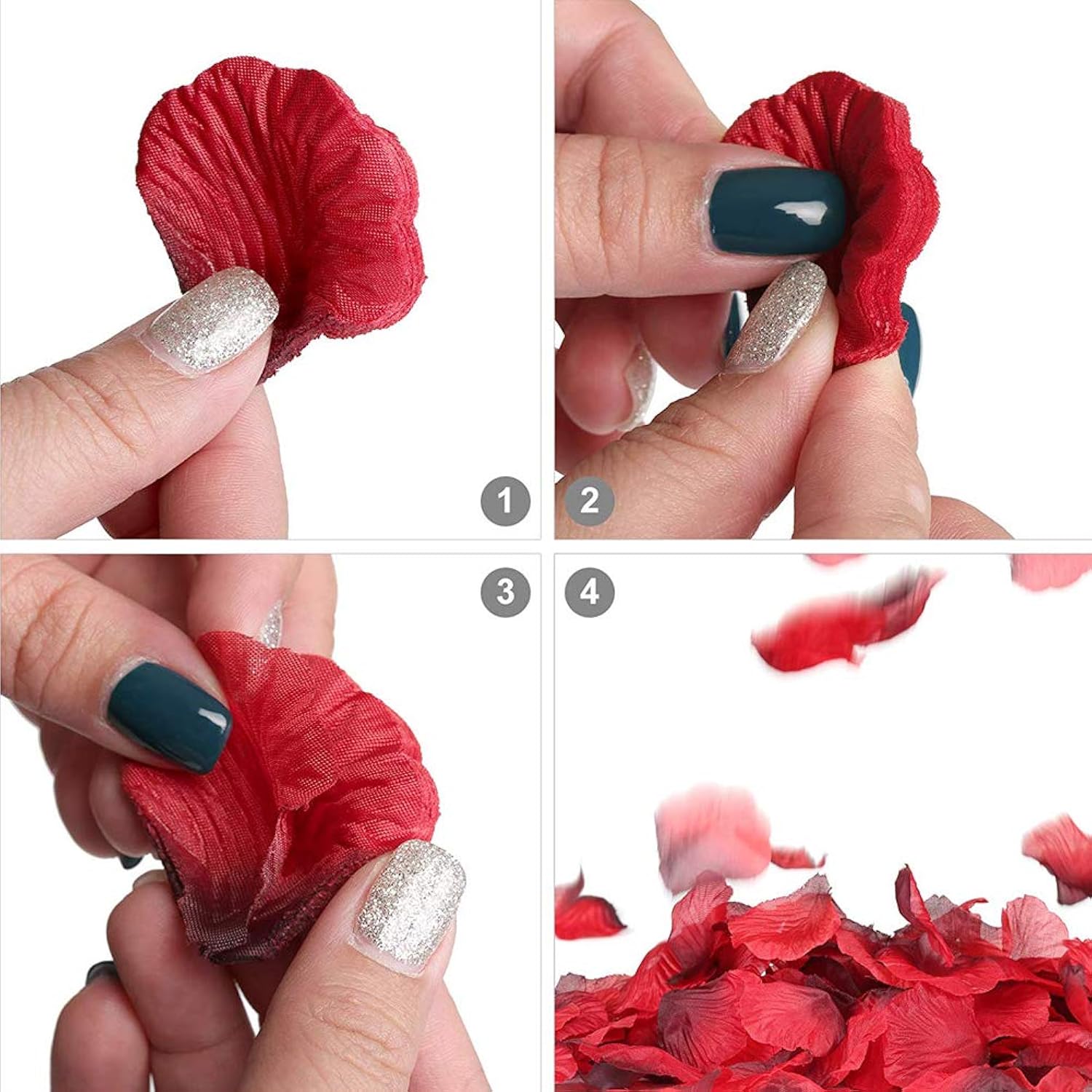 1000 Pieces Blue Artificial Silk Rose Petals Flower Decoration Wedding Party Color Blue