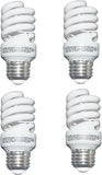 13W Spiral CFL Light Bulbs 60W Equivalent E26 Medium Base 2700K Soft White 1040 Lumens 4 Pack