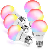 A19 Smart Light Bulbs 6 Pack RGBCW WiFi Color Changing LED 800LM E26 Alexa Google Home No Hub Required