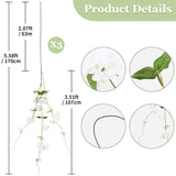 5.58Ft 5Pcs Bougainvillea Artificial Flowers Vines Faux Silk Hanging Bougainvillea Nearly Natural Plants For Porch Patio Balcony Home Wedding Decoration (White)