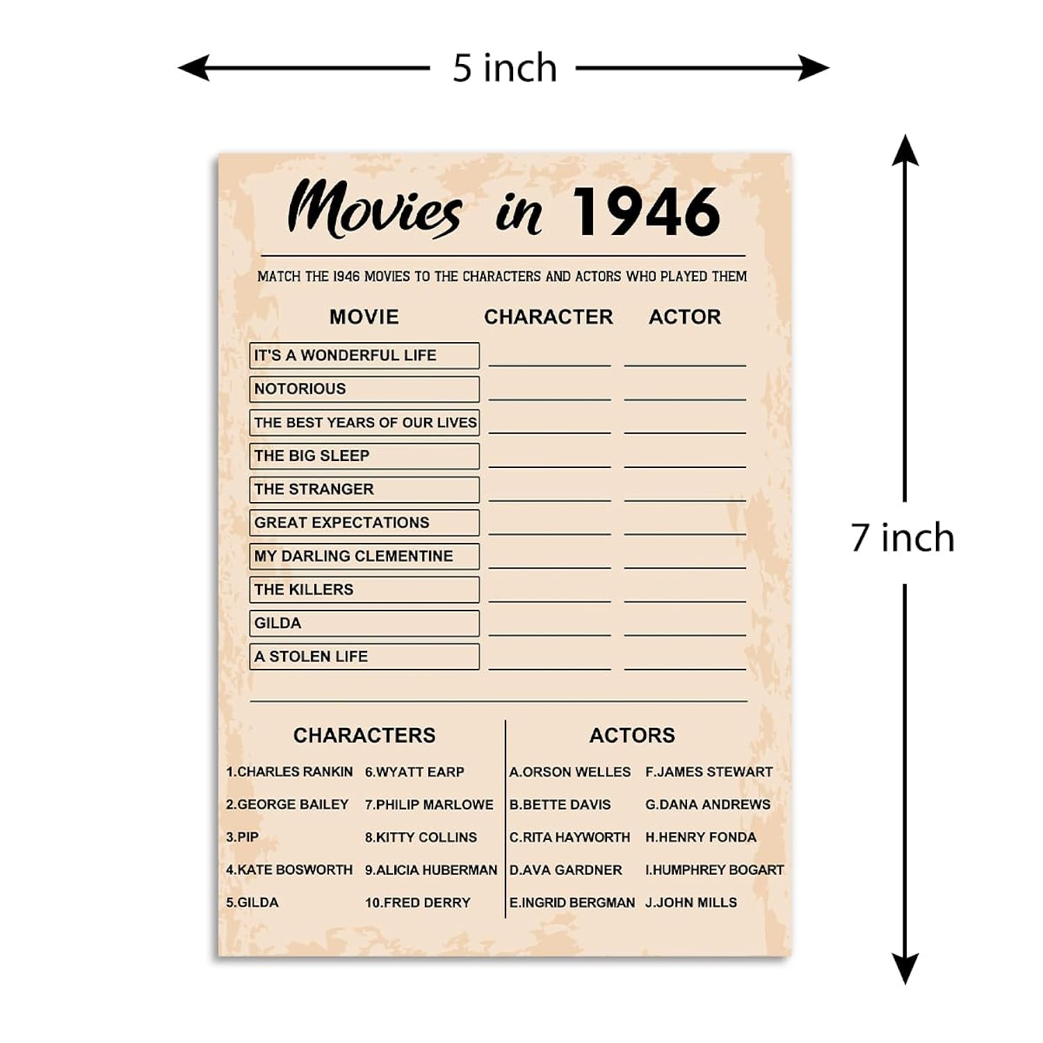 80Th Birthday Party Games, Movies Of 1946 Games, Birthday Party Supplies For Adults, Fun 1946S Party Game?Pack Of 30 Cards