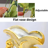 Fake Flowers In Vase,Mini Artificial Flower With Golden Ceramic Vase,Small Silk Roes Faux Flower Arrangements For Home Office Dining Table Centerpiece Coffee Table Decor (C Style,Blue-Bud)