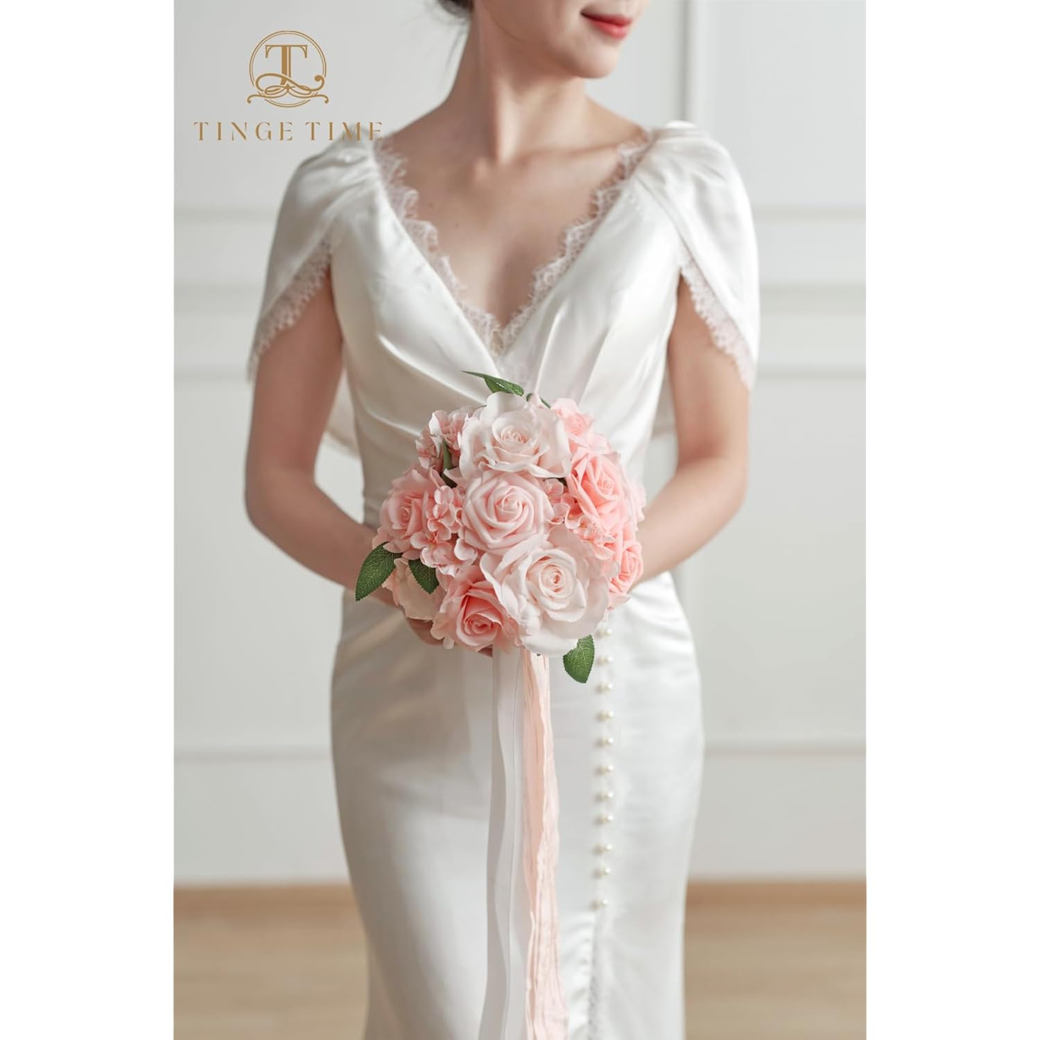 Peach Pink Rose Flowers, 26Pcs Artificial Flower For Decoration Fake Rose With Stem For Diy Wedding Bouquets, Centerpieces, Bridal Shower, Party, Flower Arrangements Decorations