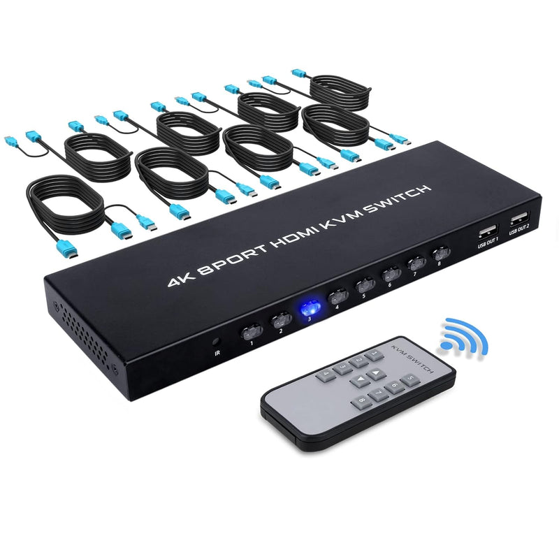 Hdmi Kvm Switch, 8 Port Usb Hdmi Switches, 8 In 1 Out Kvm With Ir Remote And 8