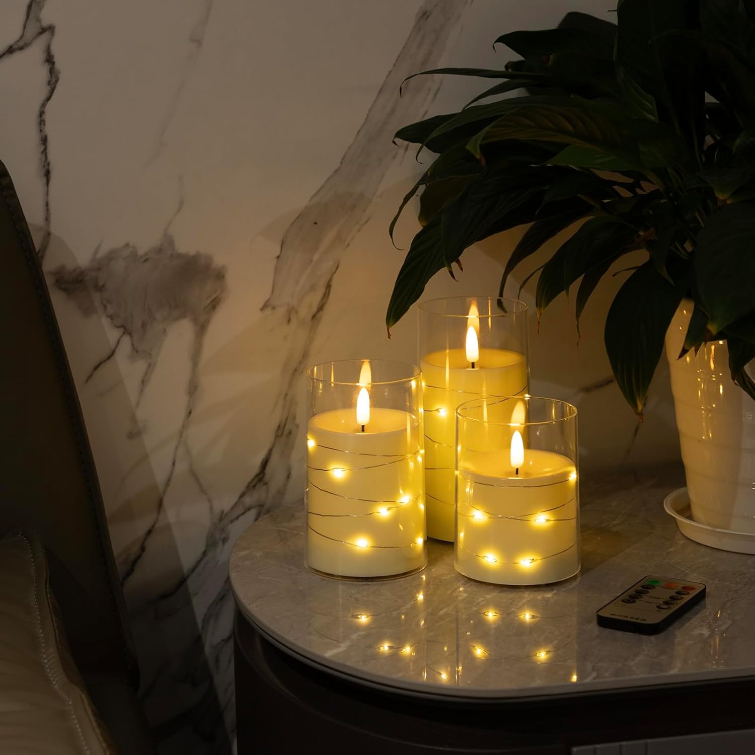 4 Inch Flickering Flameless Candles With Remote, Led Pillar Candle Small, Real Wax Battery Operated Candles With Timer, Ivory Fake Candles For Wedding,Party,Christmas Decor, Set Of 6