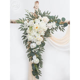 Wedding Arch, Artificial Flowers, Wedding Decor With Drapes (Set Of 4)?Be Suited To Banquet, Party, Wedding Decor Ceremony And Background Decoration (White)