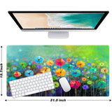Watercolor Flowers Customized Large Extended Gaming Mouse Pad With Stitched Edges And Non-Slip Rubber Base,Suitable For Office And Home Use,31.5X15.7 Inches