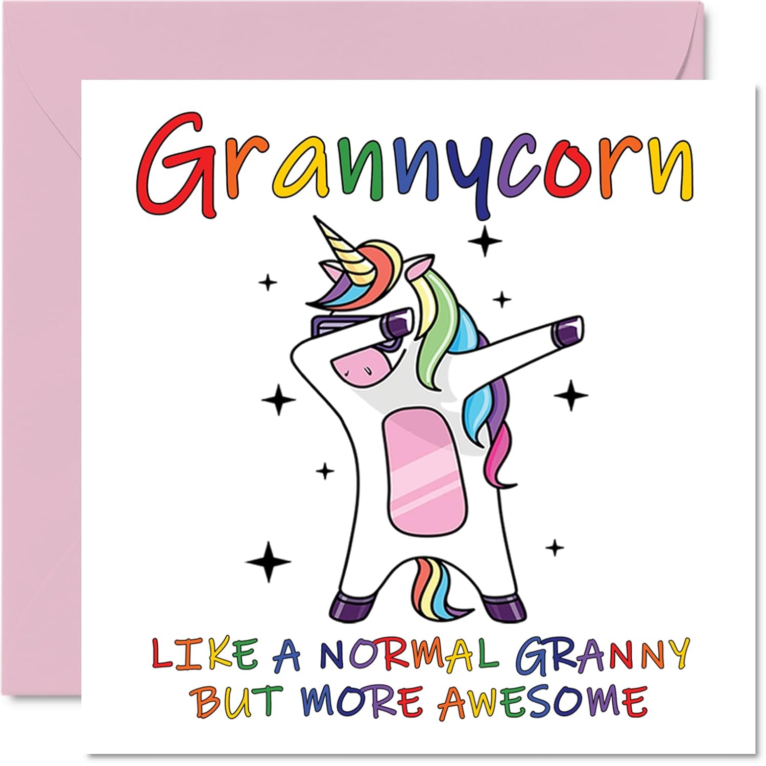 Birthday Cards For Grandma - Grannycorn - Grandma Mothers Day Card From Grandson Granddaughter, Happy Birthday Grandma, Gran Unicorn Birthday Card, 5.7 X 5.7 Inch Seasonal Funny Greeting Cards