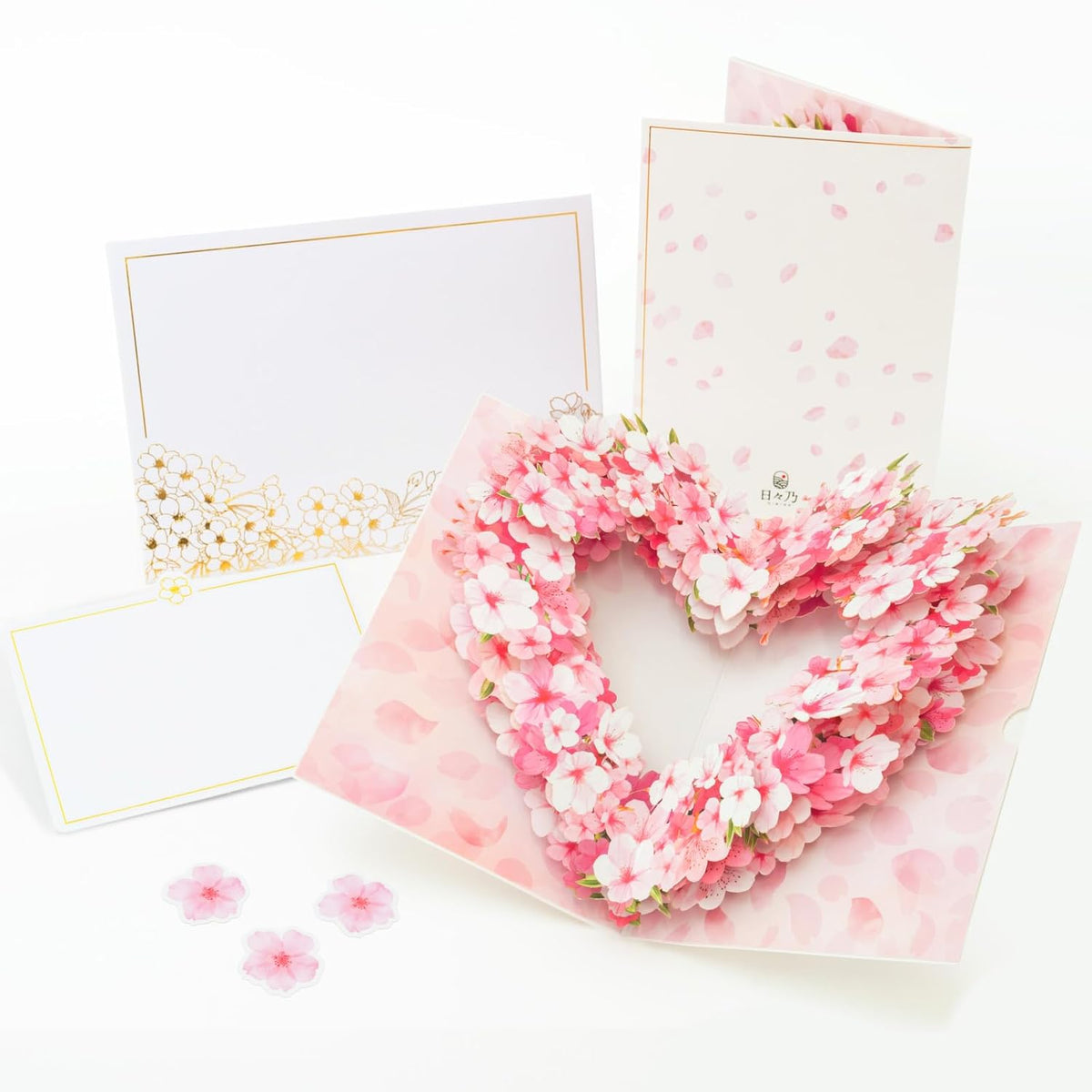3D Pop-Up Sakura Heart Card | With Slide-Out Message Note | Handcrafted Floral Design | Perfect For Valentine’S Day, Anniversaries, Birthdays, Weddings And More | Designed In Japan