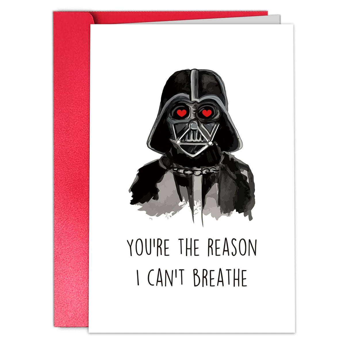 Funny Valentines Day Card For Husband Boyfriend, Star Wars Anniversary Card From Wife Girlfriend, Humor Valentines Darth Vader Card For Him Her, “You’Re The Reason I Can’T Breathe”