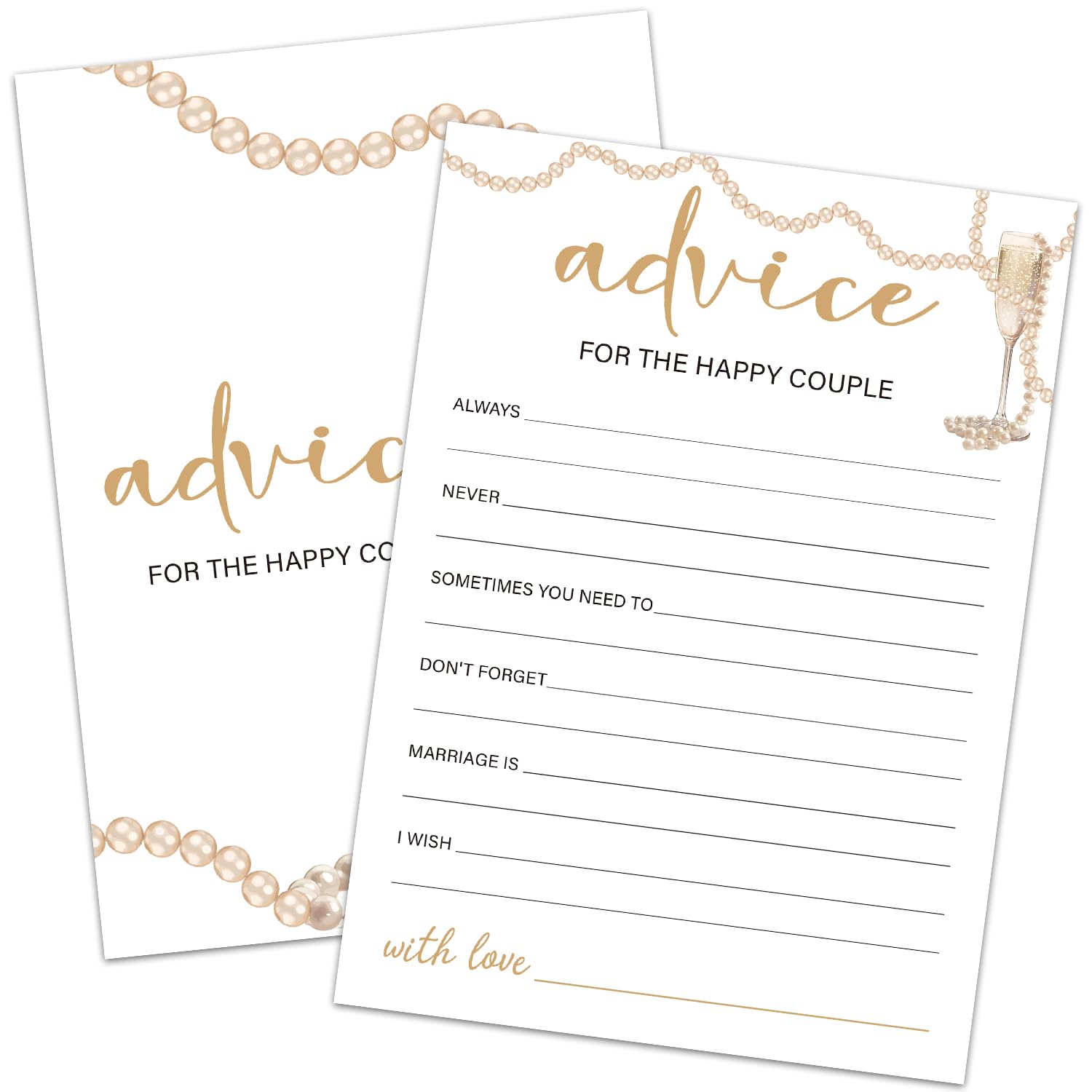 30 Pcs Party Advice And Wishes For The Happy Couple, Wedding Advice Cards For Bridal Shower, Bridal Shower Games Advice And Wishes Cards, (Gold Champagne) -004