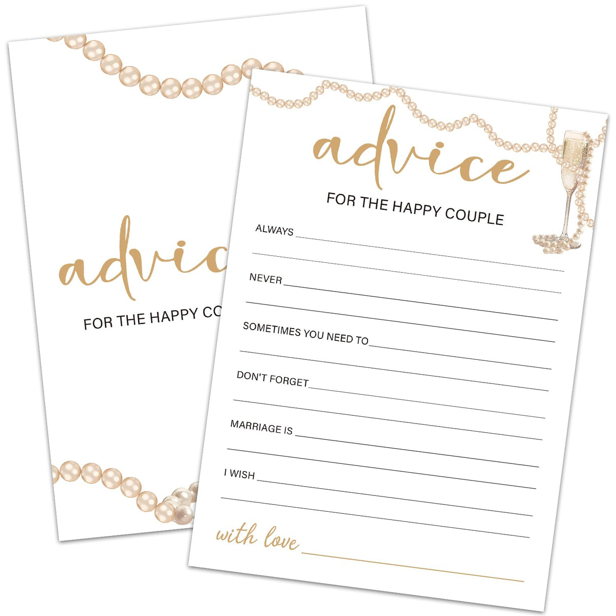 30 Pcs Party Advice And Wishes For The Happy Couple, Wedding Advice Cards For Bridal Shower, Bridal Shower Games Advice And Wishes Cards, (Gold Champagne) -004