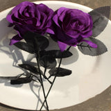 Artificial Rose Flower,10 Non Fading Single Stem False Silk Flower Roses, Realistic Blossom Flora For Diy Home Decoration Bridal Wedding Bouquet Halloween Decoration (Purple)