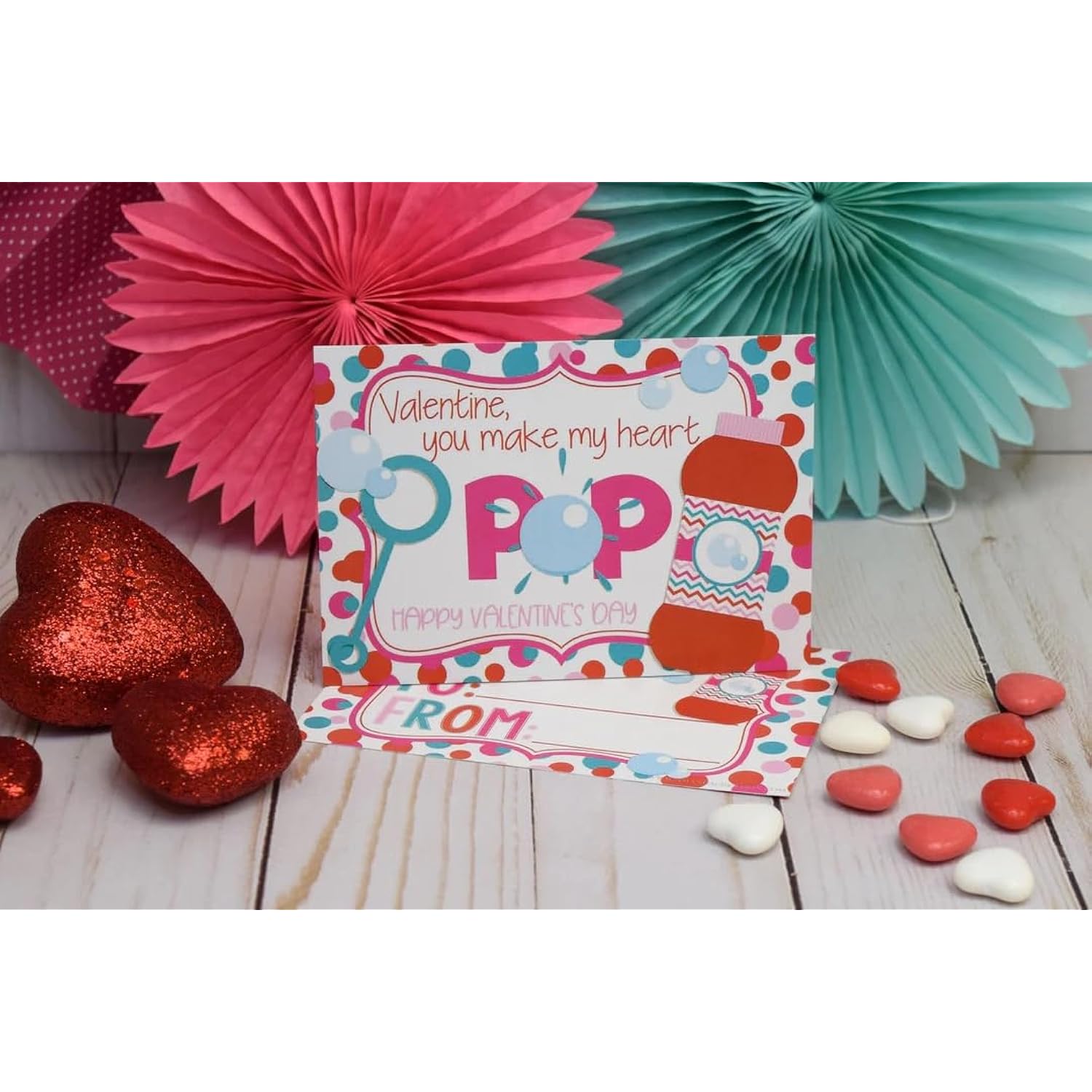 You Make My Heart Pop Bubble Themed Valentine'S Day Cards For Kids To Give To Friends & Classmates, Thirty (30) 3.5" X 5" Fill In Cards (Without Envelopes) By Amandacreation