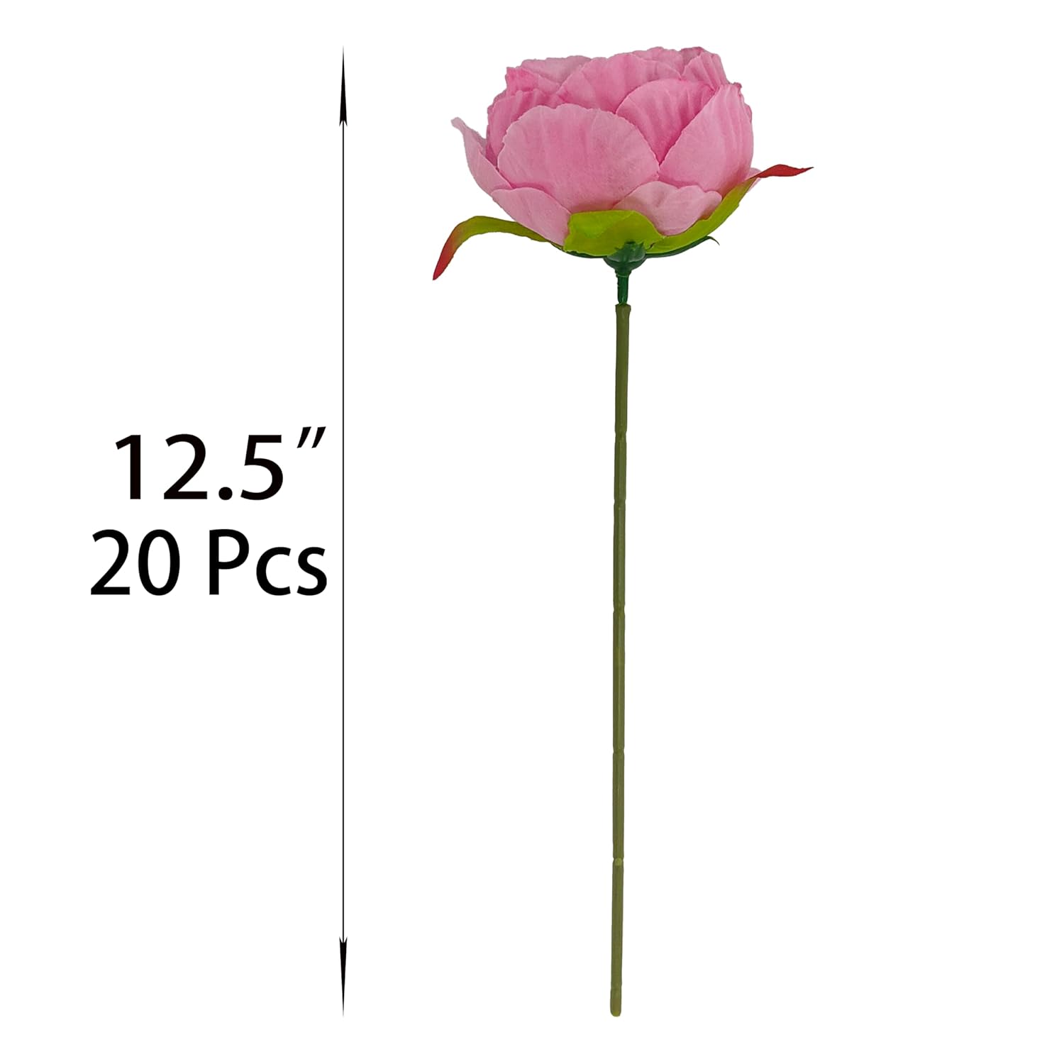 20 Pcs Silk Peony Artificial Flower Heads With Stems,3.6''Fake Pink Peony Flowers Heads For Wedding Home Decor (20, Pink)