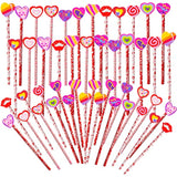 100 Pieces Valentines Cupids Arrow Rose Wood Pencils Wit Giant Love Heart Eraser Assortment Valentines Stationery Pencil For Valentines Party Favors