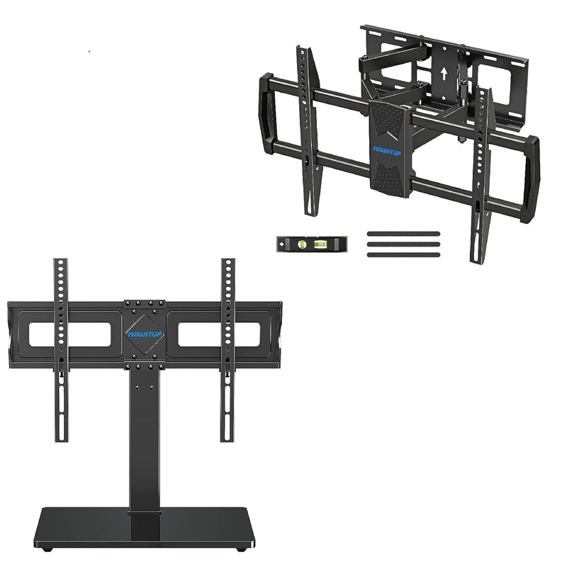 Universal Tv Stand And Full Motion Tv Wall Mount For 37-70 Inches Tvs Bundle