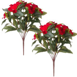 2 Pcs Red Artificial Flowers Fake Impatiens Flowers For Outdoor Indoor Red Impatien For Outside Pot Patio Garden Hanging Basket Porch Decoration