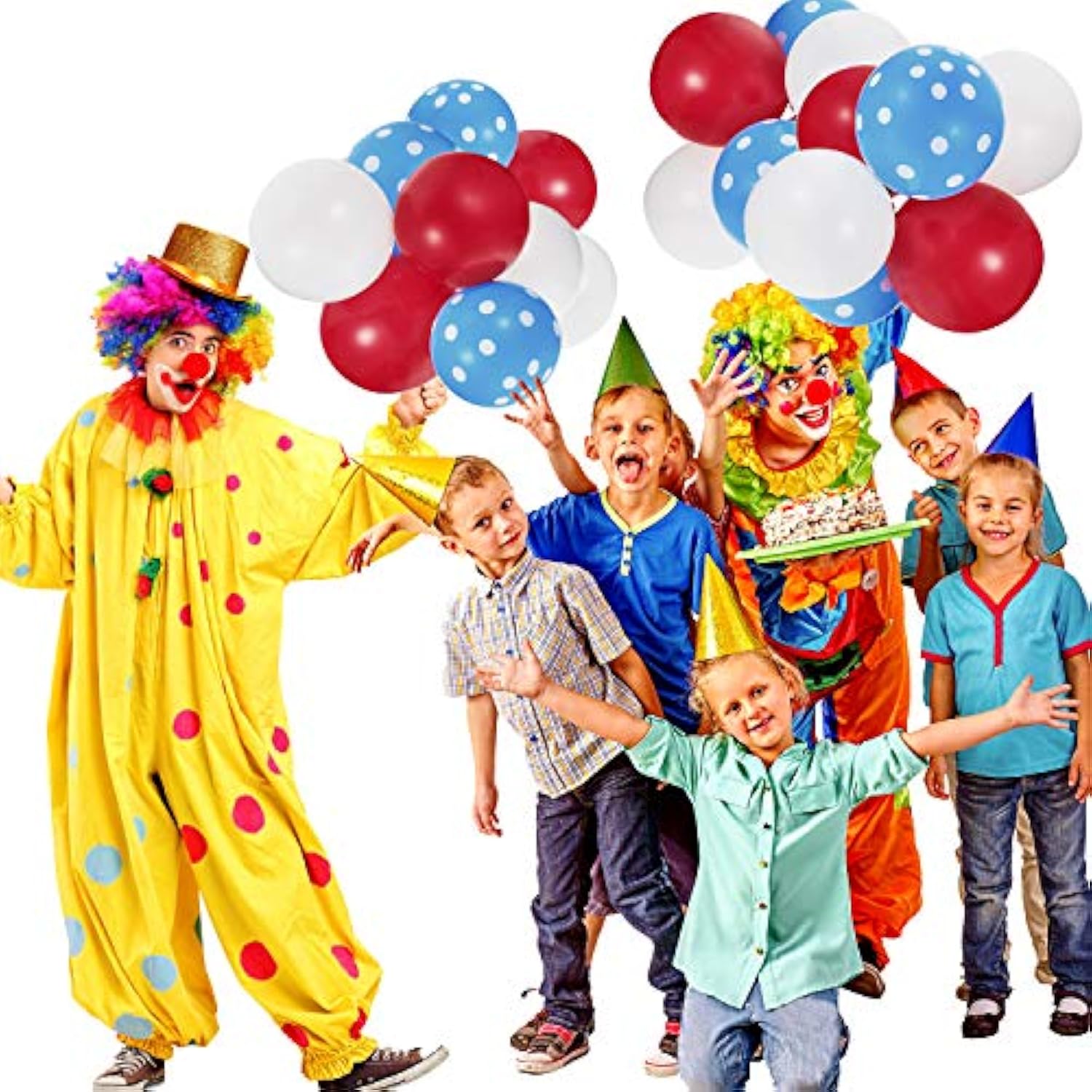 55 Pcs Red, Blue & White Polka Dot Balloons – Nautical & Baseball Party Arch Kit