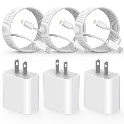 3 Pack Fast iPhone Charger with 6FT USB C to Lightning Cable for iPhone 14 13 12 11 SE
