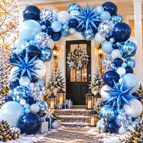 Blue Balloon Arch Kit Garland with Star Balloons Party Decorations