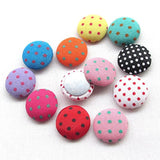 100Pcs 12Mm(1/2") Polka Dot Flatback Fabric Covered Button Scrapbookin