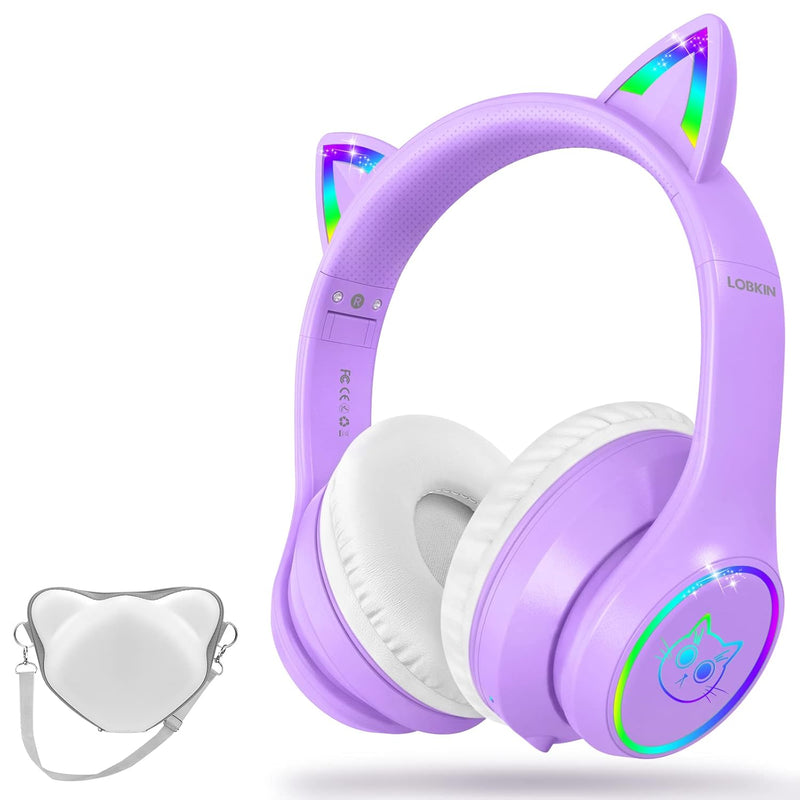 Bluetooth 5.3 Kids Headphones With Bag - Rgb Led Light Up Cat Ears Foldable Ad