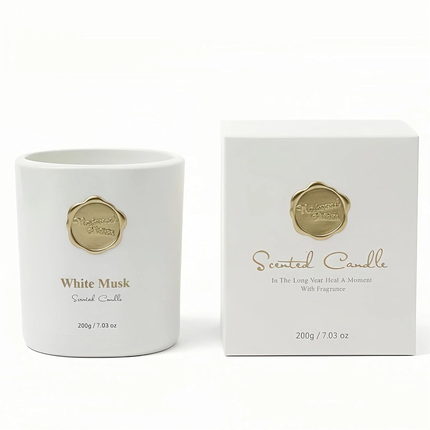 Scented Luxury Candles -Whitemusk-Aromatherapy Jar Candles For Relaxation & Sleep -7 Oz- 45 Hours Clean Burn-Hand-Cast -100% Natural Soy Wax-Ideal Gifts