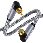 Dual 90 Degree Rca Cable Double Right Angle Rca Subwoofer Cable [24K Gold-Plat