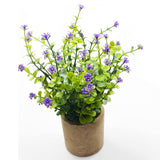 Artificial Mini Potted Plants Fake Plastic Milan Flower For Farmhouse Living Room Bathroom Office Desk Shelf Home Greenery Decoration (Purple)