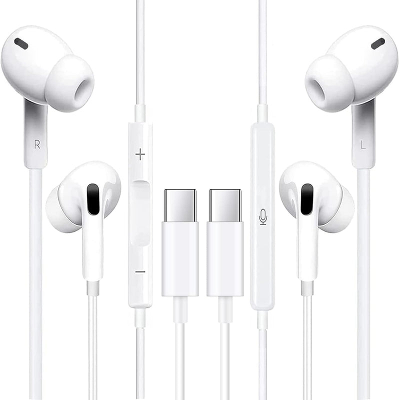 Usb C Headphones Pack Of 2, Type C Wired Earbuds, In-Ear Headphones With Micro