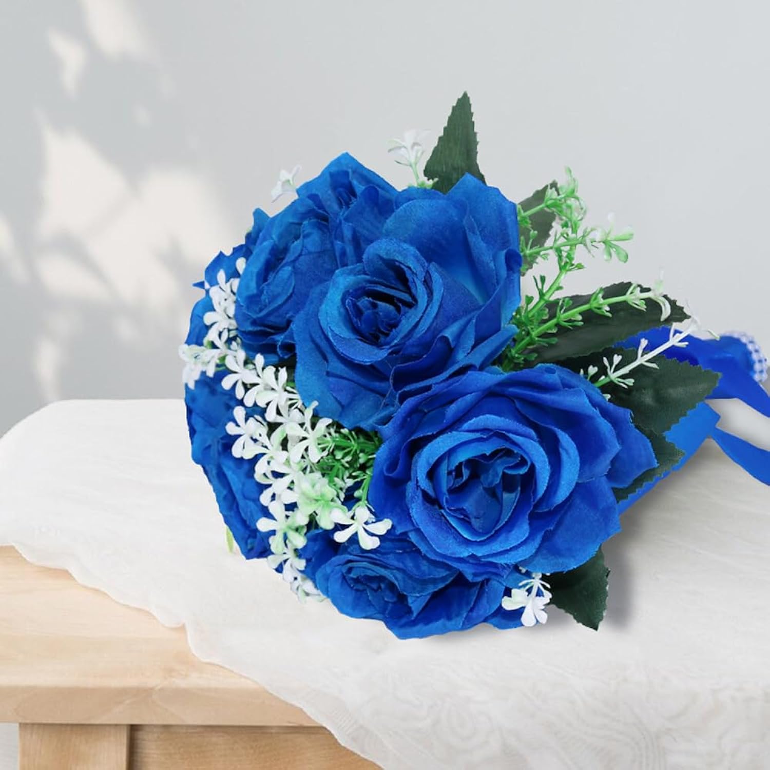 Wedding Bouquets For Bride, Small Bridal Flower For Bridesmaid, Artificial Blue Toss Rose