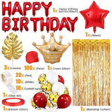 Red Gold Birthday Decorations, Red Party Decorations, White Gold Confetti Balloons Gold Curtain For Independence Day Baby Shower Wedding Birthday Anniversary Bachelorette Party Decorations
