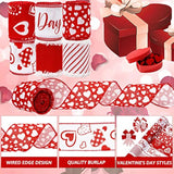 36 Yard Happy Valentine'S Day Wired Edge Ribbon Red White Love Hearts