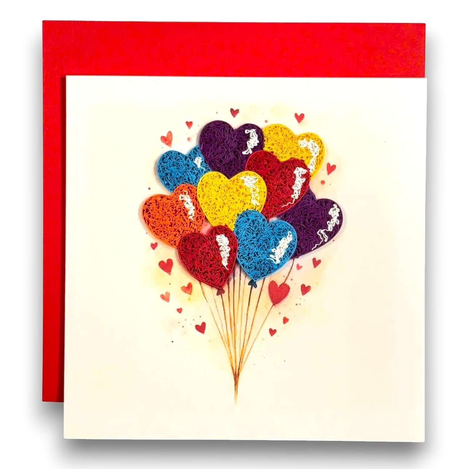 Quilling Love Greeting Card Handmade Heart Balloon Design For Anniversary Birthday Valentine Special Celebration Romantic Message Gift For Her Or Him