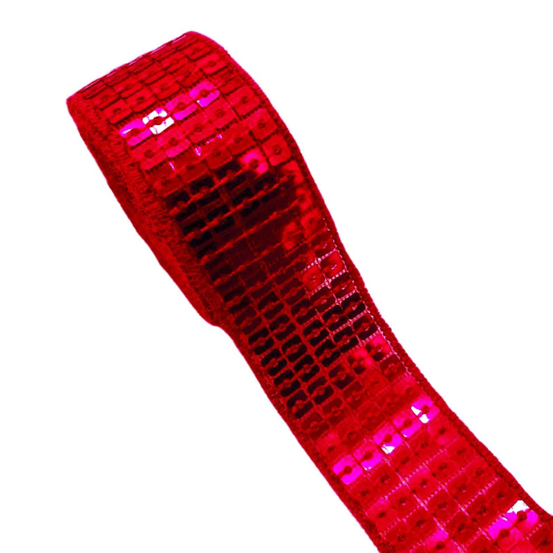 20 Yards Red Paillette Sequins Trim,4 Row 1 Inch Sequins Ribbon Sewing Trim Fo