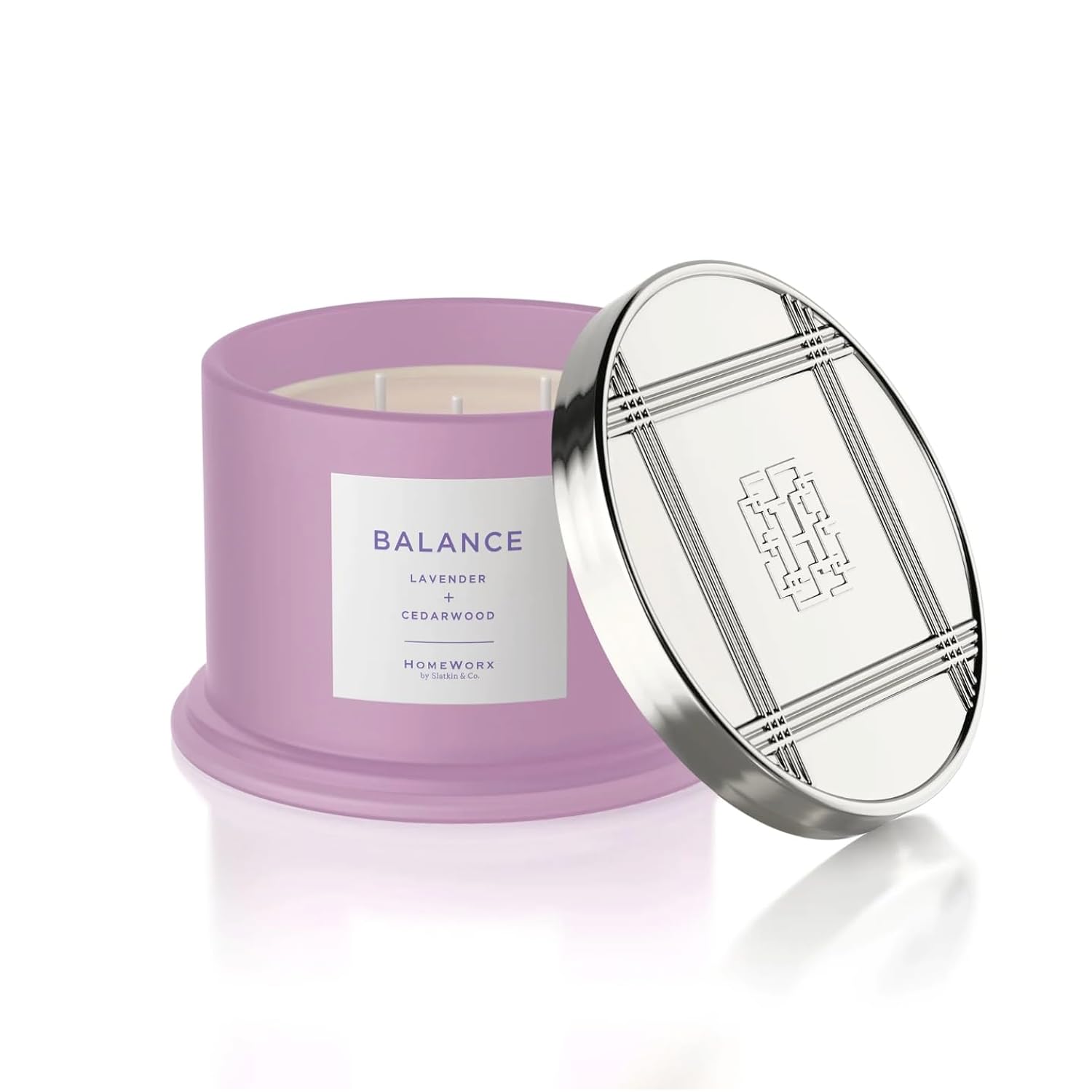 HomeWorx by SLATKIN + CO. 14oz Candle - Balance, Lavender + Cedarwood. 3-Wick Premium Scented Candle - 30-40 Hours of Clean Burn. Aromatherapy.