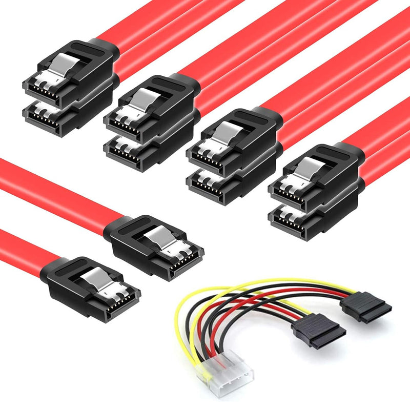 Sata Cables Iii, Ssd Data Cable 6.0 Gbps And Power Splitter 4 Pin To Dual 15 H