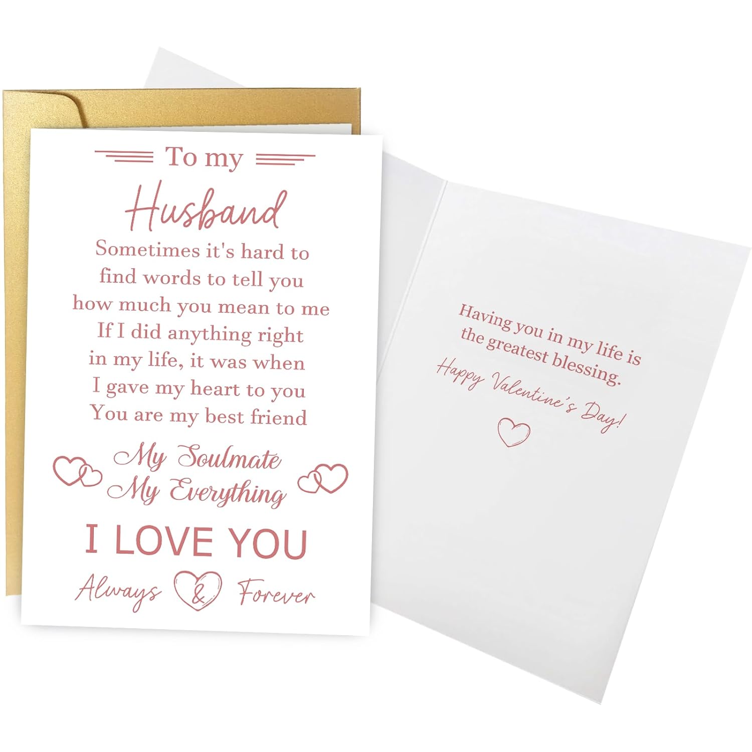 Romantic Valentine'S Day Card For Husband, Husband Valentine'S Day Cards From Wife, Heartfelt Valentines Card Gifts For Hubby Him, I Love You Always & Forever