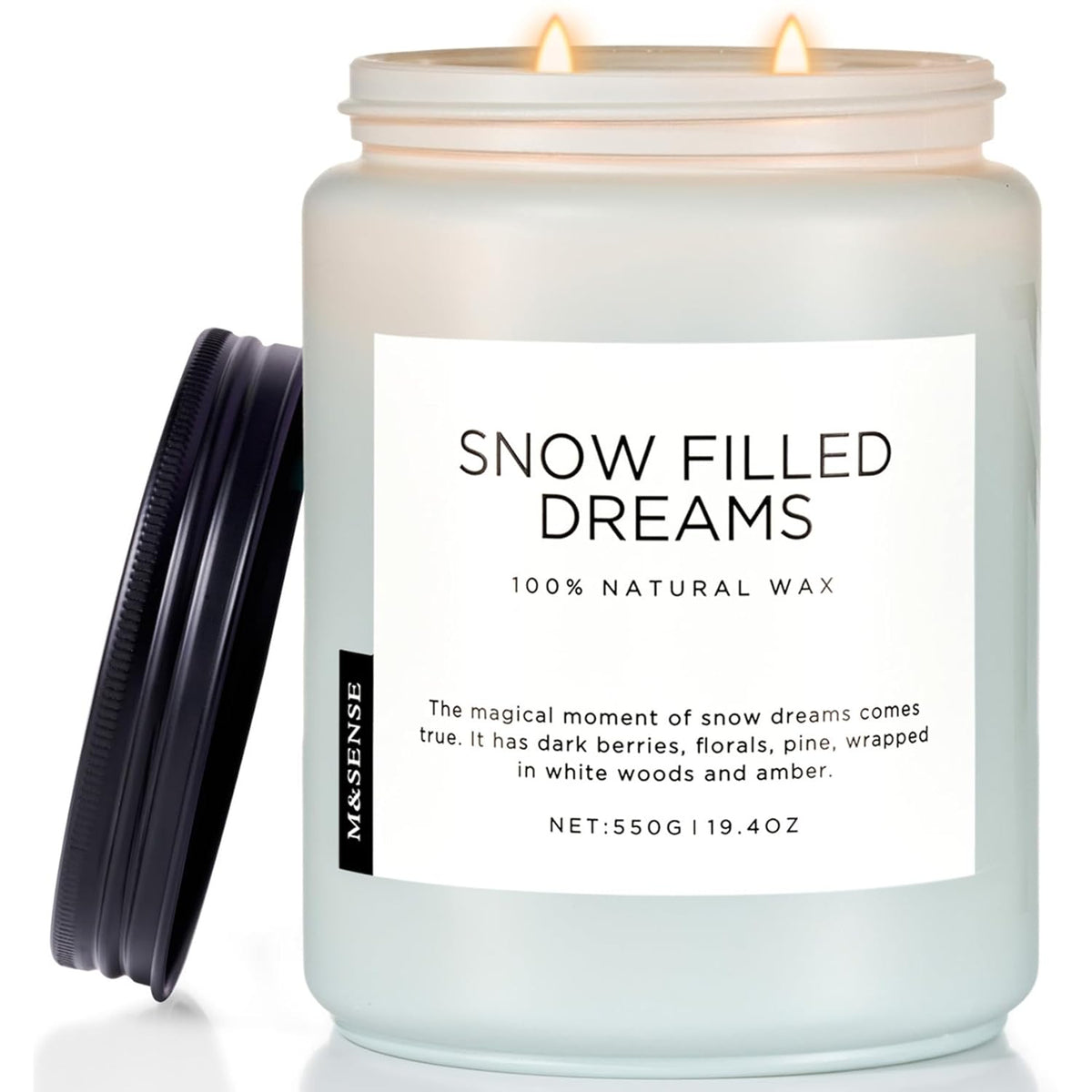 Snow Filled Dreams Winter Large Scented Candles, 19.4Oz 110 Hour Clean Non Toxic Long Lasting Candle Organic Natural Soy Wax Candle Gifts For Women Men