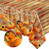 Fall Table Decoration Thanksgiving Fall Tablecloth Wood Grain Maple Party Table Cover Autumn Pumpkin Harvest Tablecovers Decor for Thanksgiving Dining Gathering Table Protector, 54 x 108 Inch (3 Pack)