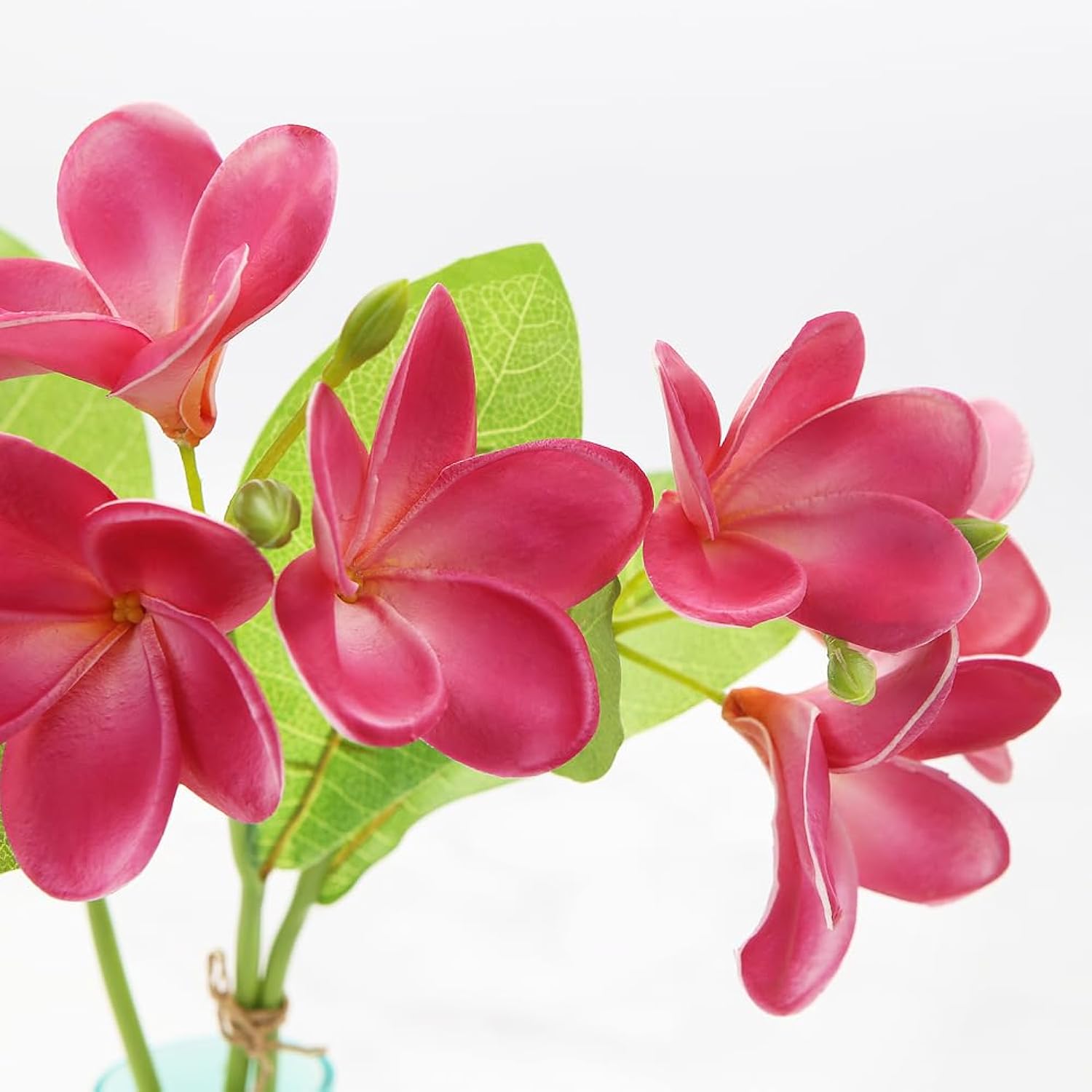 3 Pcs Artificial Plumeria Flowers With Leaves,Lifelike Plumeria Frangipani Flower And Bud Bouquets Total 9 Fake Flowers For Home Office Wedding Party Decoration Diy Bouquet Craft Gift (Rose Red)
