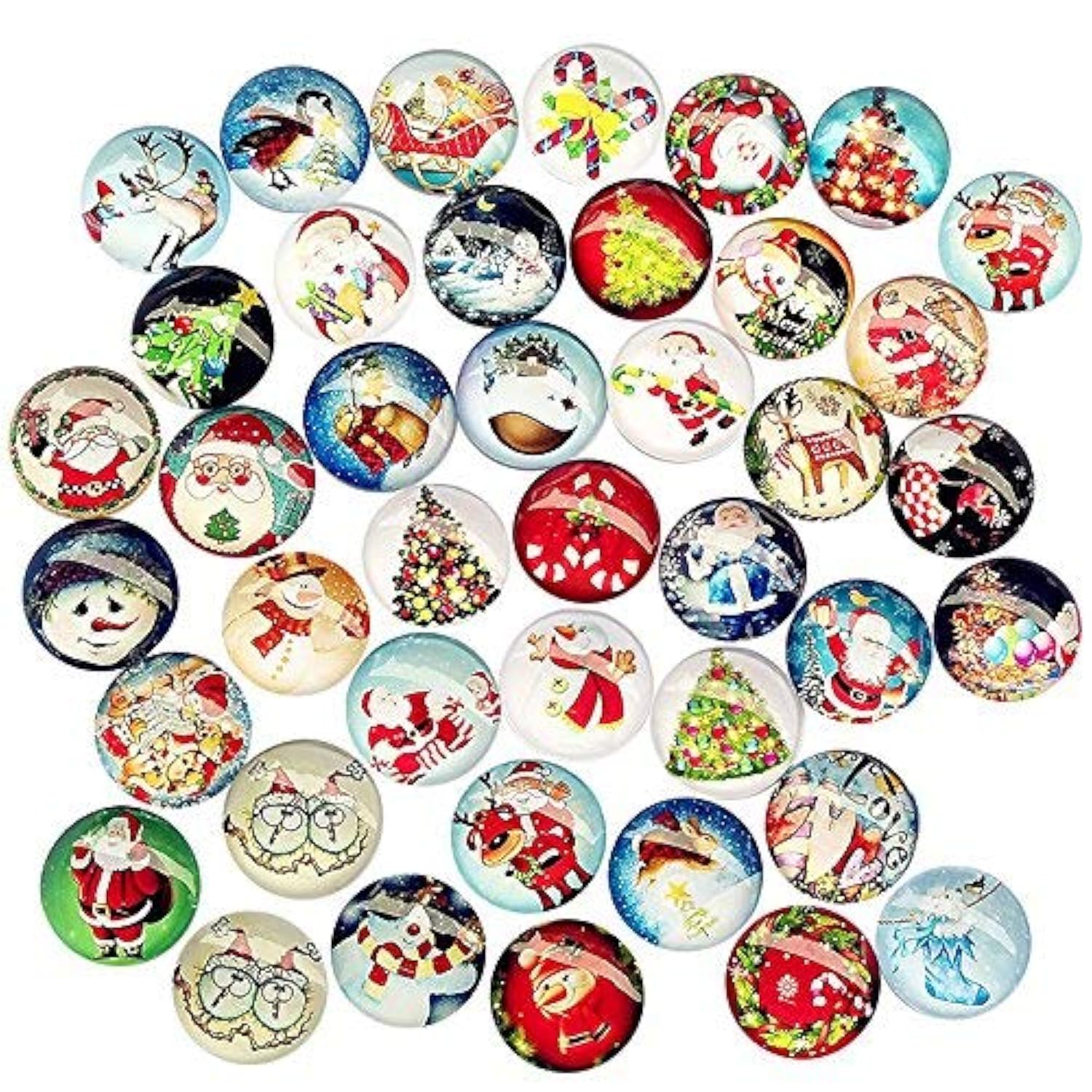 30Pcs 20Mm(3/4") Assorted Styles Christmas Snow Man Tree Claus Jingle