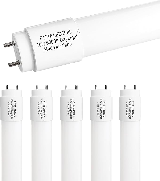 6 Pack 2FT Type B F17T8 LED Replacement Bulbs 10W 1250LM G13 Ballast Bypass Tube Lights