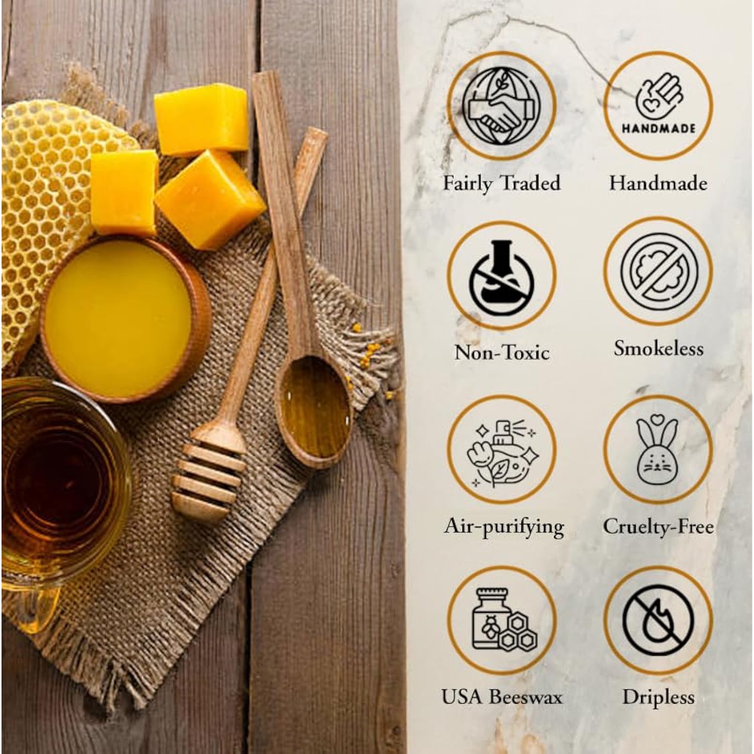 Beethelight Beeswax Jar Candle - 100% Pure Usa Bees Wax In Glass Container - 33 Hours Burn Time - All Natural 100% Pure Beeswax & Lavender Essential Oil Candle - Handmade Decorative Jar Candle