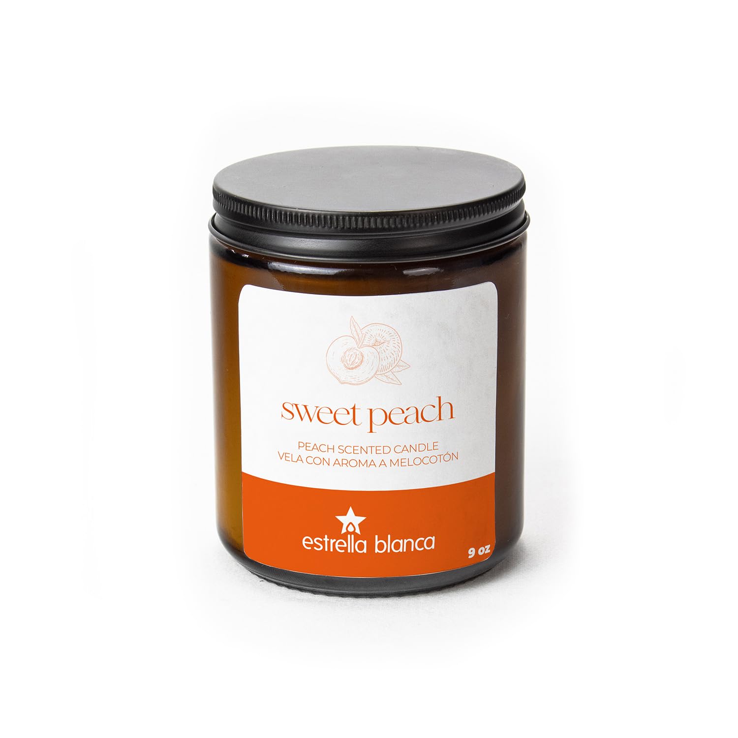 Sweet Peach Scented Candle 9Oz – Long Burning Soy Wax Candle With 36 Hour Burn Time, Aromatherapy Candle For Stress Relief, Relaxation, Home Decor, Gifts For Women And Men