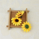 100Pcs Yellow Artificial Flower Heads Mini Fake Sunflower Decorative Fabric Flowers Craft Floral Embellishments For Wreaths Wedding Artificial Flowers, Artificial Plants And Flowers, Decorations